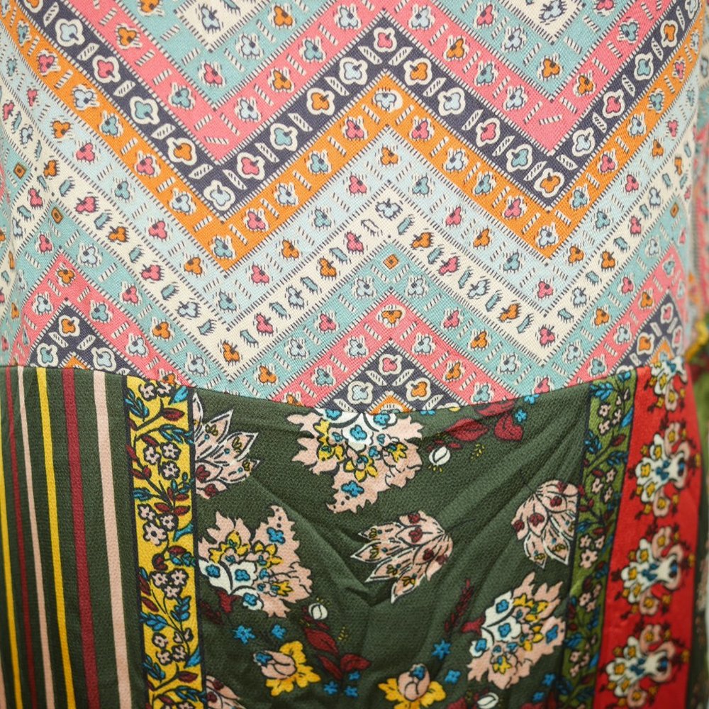 TINY by Anthropologie Women's S Green & pink floral short sleeve chiffon dress - Picture 7 of 10